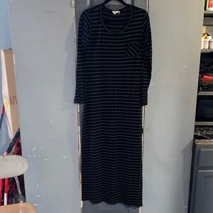 One Clothing Black and Gray Striped Long Sleeve Dress